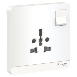 Bộ ổ cắm đơn đa năng 16A, có công tắc màu trắng E8315TS_WE_G19 Schneider