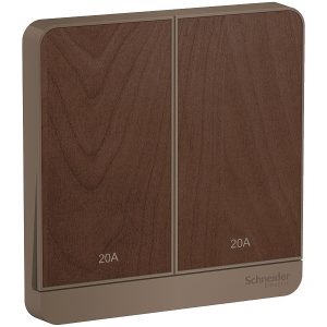 Bộ công tắc đôi 2 cực 20A màu gỗ E8332D20N_WD_G19 Schneider