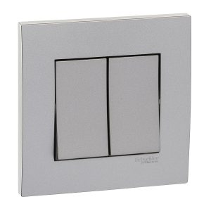 Bộ công tắc đôi 1 chiều 16AX màu xám KB32_1_AS_G19 Schneider