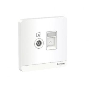 Bộ ổ cắm TV và bộ ổ cắm mạng cat5e màu trắng E8332TVRJS5_WE_G19 Schneider