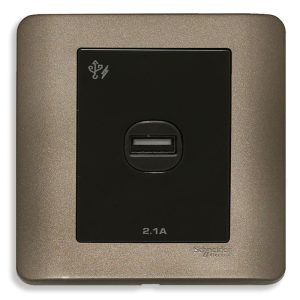 Bộ ổ sạc USB đơn 2.1A màu đồng E8431USB_SZ_G19 Schneider