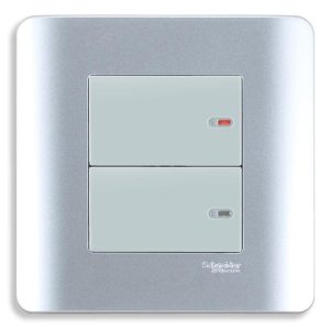 Bộ công tắc đôi 2 chiều 16A màu xám E8432_2_SA_G19 Schneider