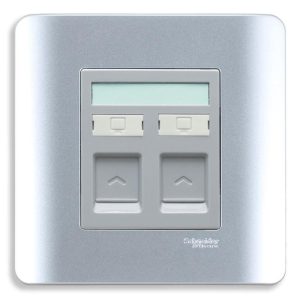 Bộ ổ cắm mạng cat5e đôi màu xám E8432RJS_5_SA_G19 Schneider