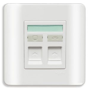 Bộ ổ cắm điện thoại và ổ cắm mạng cat6 màu trắng E8432TDRJS_6_G19 Schneider