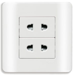 Bộ ổ cắm đôi 2 chấu 10A màu trắng E84426U2_G19 Schneider