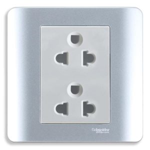 Bộ ổ cắm đôi 3 chấu 16A màu xám E84426UES2_SA_G19 Schneider