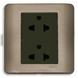 Bộ ổ cắm đôi 3 chấu 16A màu xám E84426UES2_SZ_G19 Schneider
