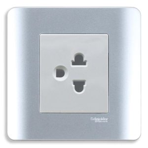Bộ ổ cắm đơn 3 chấu 16A màu xám E84426UESTR_SA_G19 Schneider