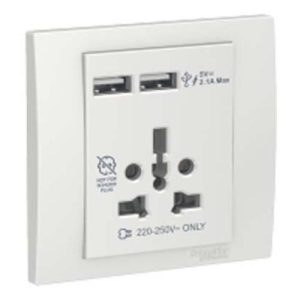 Bộ ổ cắm đa năng và USB trắng KB42616USB_WE_G19 Schneider