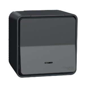 Mureva Styl – push-button locat with LED surface mounting – grey MUR35028 Schneider