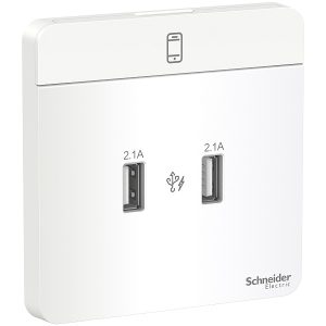 Bộ ổ sạc USB đôi 2.1A màu trắng E8332USB_WE_G19 Schneider