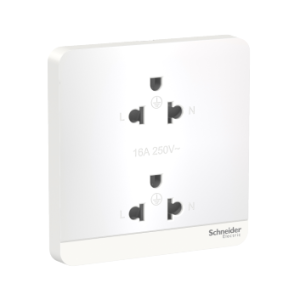 Bộ ổ cắm đôi ba chấu 16A màu trắng E83426UES2_WE_G19 Schneider