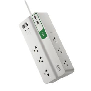 Ổ cắm chống sét lan truyền 6 ổ cắm, 3 mét dây (+ 2 ổ USB) PM63-VN : APC Performance SurgeArrest 6 Outlet 3 Meter Cord with 5V, 2.4A 2 Port USB Charger 230V Vietnam Schneider