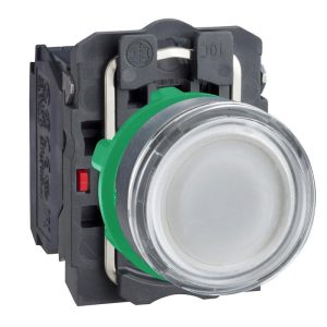Dòng XB5 – Nút nhấn nhả XB5AW31B5 Illuminated push button, plastic, flush, white, Ø22, spring return, 24 V AC/DC, 1 NO + 1 NC Schneider