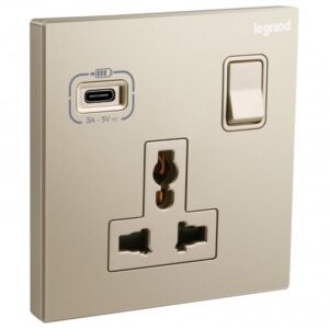 Ổ cắm đa năng có USB sạc type C Galion màu sâm banh 282485-C2 Legrand
