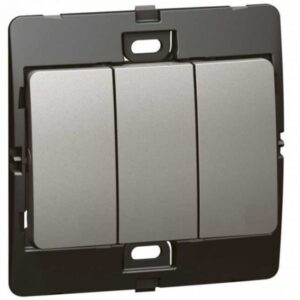 Công tắc Legrand, ba 1 chiều màu xám bạc Mallia – 283004 Legrand