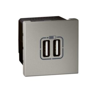 Bộ nguồn USB Arteor – ổ cắm USB đôi – 5 V- 1500 mA – 2 mod – Xám | 572578 Legrand