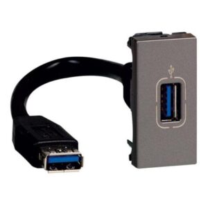 Ổ cắm USB Preconnected, 1 mô-đun, màu xám đậm – 572594 Legrand