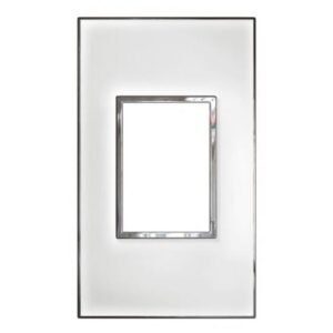 Mặt viền vuông 3 mô-đun cho ổ cắm cạo râu, kính trắng – 575074 Legrand