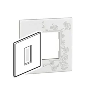 Mặt viền vuông 1 mô-đun, hoa văn trắng – 576108 Legrand