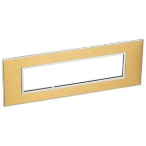 Mặt viền thép mạ vàng 8 modules – gold brass (bao gồm khung đỡ) – 576710 Legrand