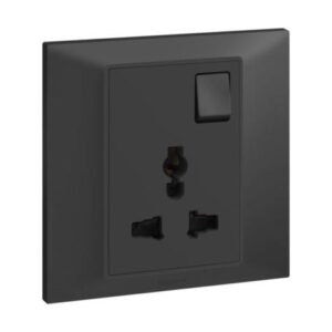 Ổ cắm đơn đa năng 3 chấu có công tắc màu xám antharatice Belanko 617767 Legrand