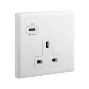Ổ cắm đơn 3 chấu chuẩn Anh 13A kèm USB A Eloe | 618057 Legrand