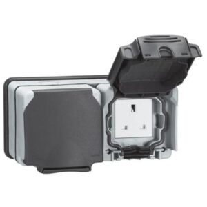 Ổ cắm Plexo 66 – 2 ổ cắm không chuyển mạch – 13 A 250 V~ – màu xám – 684628 Legrand