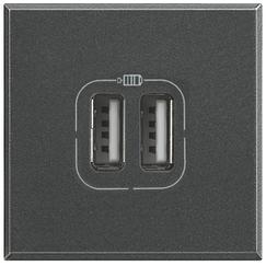 Hạt ổ cắm USB đôi 2M màu xám đen | HS4285C2 Legrand