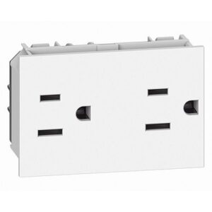Ổ cắm đôi chuẩn Mỹ 2P+E 15A 127/250VAC 3 module màu trắng KW4188 Legrand
