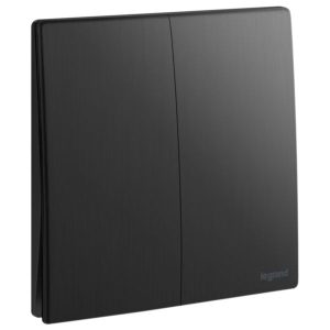 Công tắc nhấn đôi Legrand Mallia Senses 2 gang 10A – Mặt đen xước | 281042BB Legrand