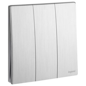 Công tắc nhấn 3 nút Legrand Mallia Senses 10A – Mặt nhôm xước | 281043BA Legrand