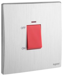 Công tắc Mallia Senses – 1 gang 2 cực 45A có đèn báo – Mặt nhôm xước | 281071BA Legrand