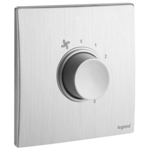 Công tắc điều chỉnh quạt Mallia Senses 1 gang 5 tốc độ 100W mặt nhôm xước | 281082BA Legrand