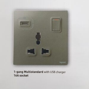 Ổ cắm đơn đa năng có công tắc + USB type A Mallia Senses | 281121DS Legrand