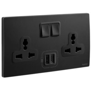 Ổ cắm đôi đa năng có công tắc kèm USB A+C 3000mA – Black | 281123MB Legrand