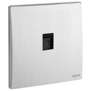 Ổ cắm điện thoại RJ11 Mallia Senses 1 gang – mặt nhôm xước | 281160BA Legrand