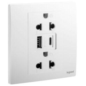 Ổ cắm đôi chuẩn Âu/Mỹ kèm USB A+C Mallia Senses | 281204 Legrand