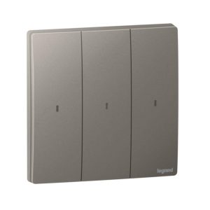 Công tắc không dây Mallia Senses – 3 gang – Màu bạc đậm | 281514DS Legrand
