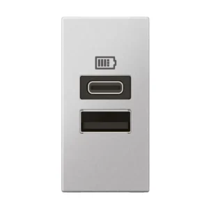 1 module USB two ports A+C – 3A- 15W – Soft Aluminum | 571691 Legrand