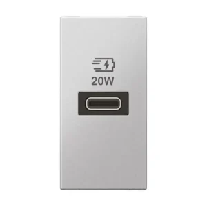 1 module USB single port type C Power delivery – 20W – Soft Aluminum | 571699 Legrand