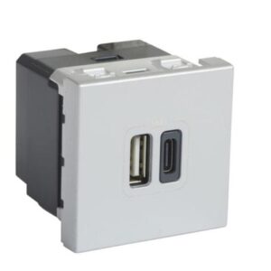 Ổ cắm sạc USB Type A + Type C 2 modules màu xám đậm 572577 Legrand