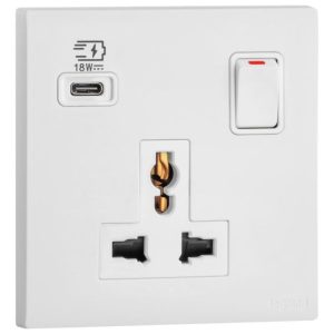 Ổ cắm đơn đa năng kèm USB-C 18W – Obria Legrand | MEC33083 Legrand