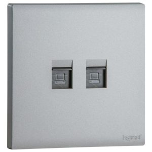 Ổ Cắm Mạng Đôi RJ45 Cat6 Obria – Gắn Nổi – Màu Bạc Đậm | MEC43068SL Legrand