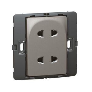 Ổ cắm đôi 2 cực Mallia chuẩn Âu-Mỹ – xám bạc – 283502 Legrand